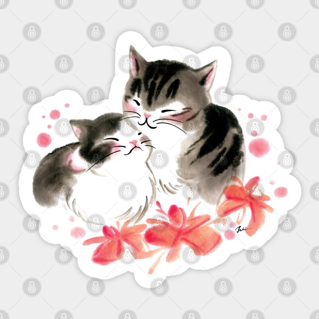 Cat mother and rose baby Sticker by juliewu